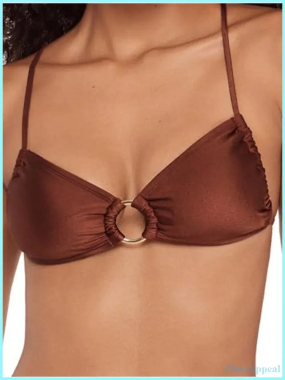 X-Back Ring Front Swim Bralette Top with Removable Cups